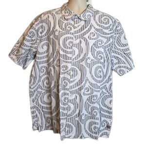 286. Quiksilver Shaka Hawaiian Button Up White & Black XXL
